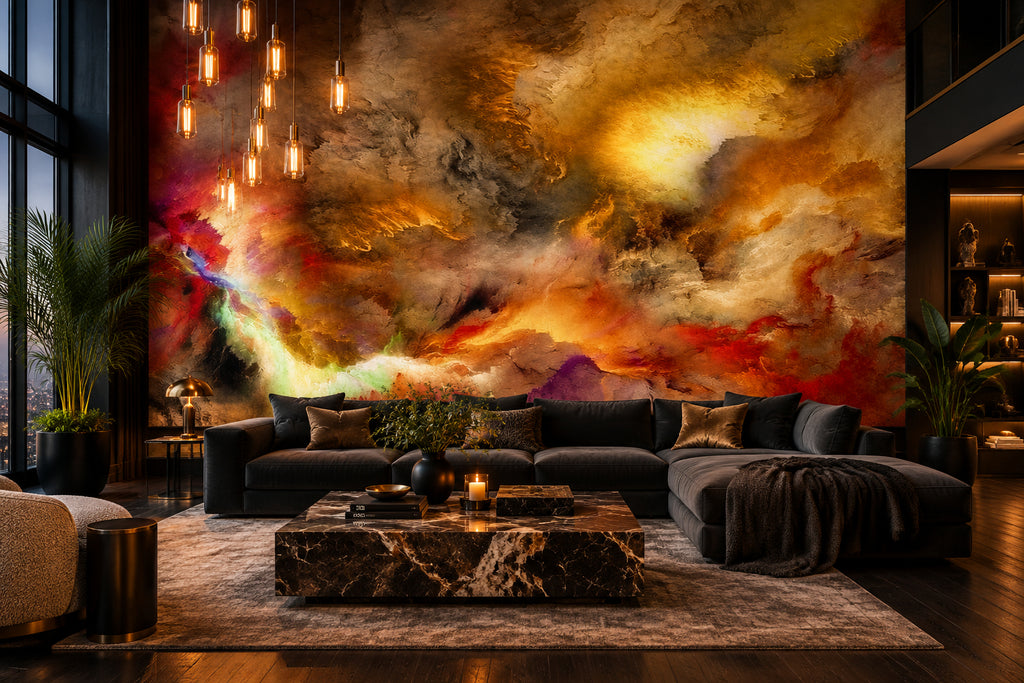 Modern Abstract Art Wall Painting Wallpaper Mural, Custom Sizes Available Wall Murals Maughon's 
