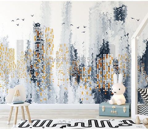 Image of Modern Abstract Simple City Night Wallpaper Mural, Custom Sizes Available Maughon's 