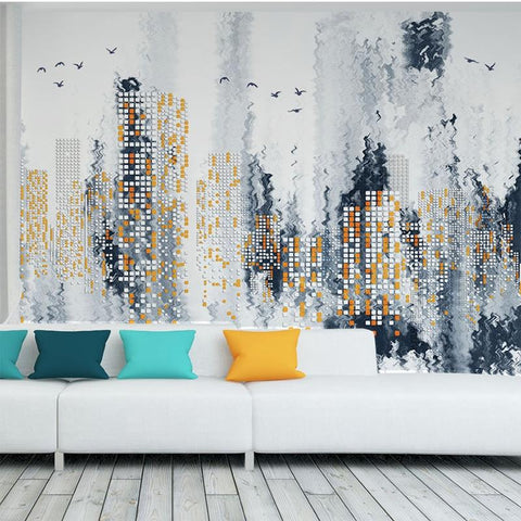 Image of Modern Abstract Simple City Night Wallpaper Mural, Custom Sizes Available Maughon's 
