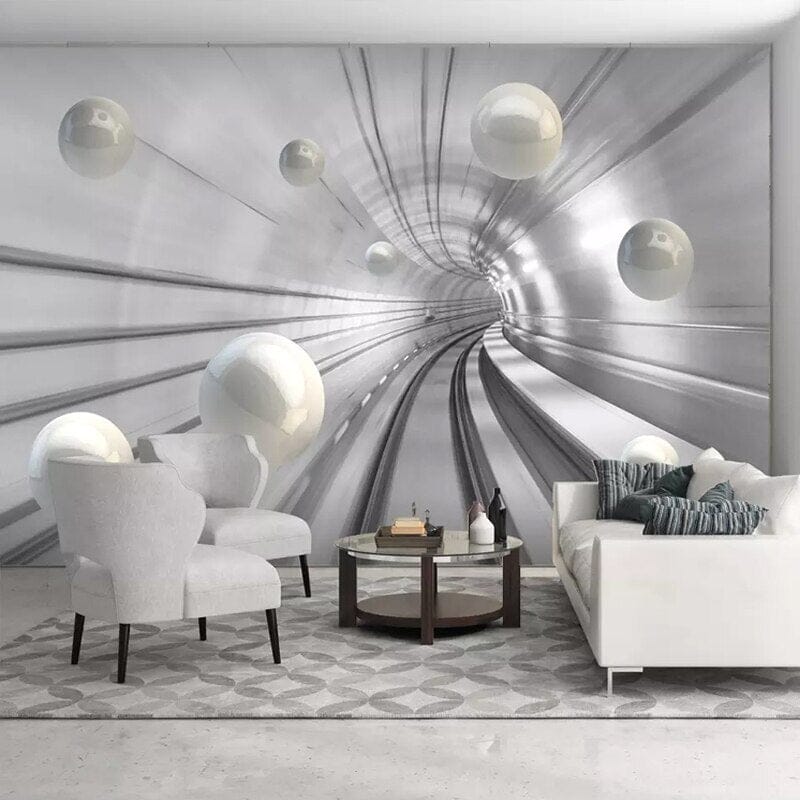 Modern Abstract Sphere and Space Wallpaper Mural, Custom Sizes Available Wall Murals Maughon's 