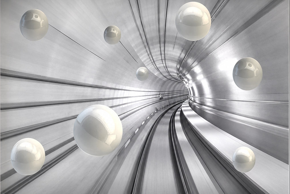Modern Abstract Sphere and Space Wallpaper Mural, Custom Sizes Available Wall Murals Maughon's Waterproof Canvas 