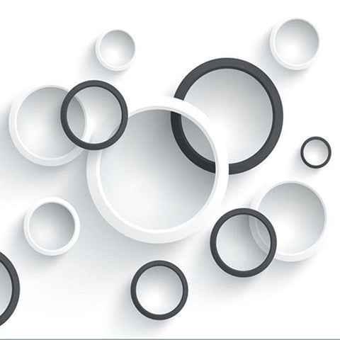 Image of Modern Black And White Circles Wallpaper Mural, Custom Sizes Available Household-Wallpaper Maughon's 