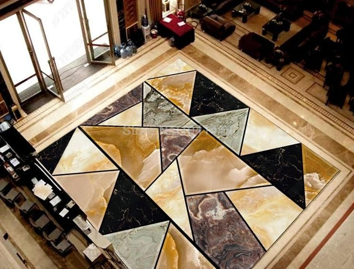 Modern Marble Geometric Self Adhesive Floor Mural, Custom Sizes Available Floor Murals Maughon's 