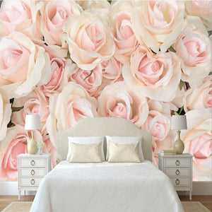 Modern Romantic Warm Pink Rose Wallpaper Mural, Custom Sizes Available