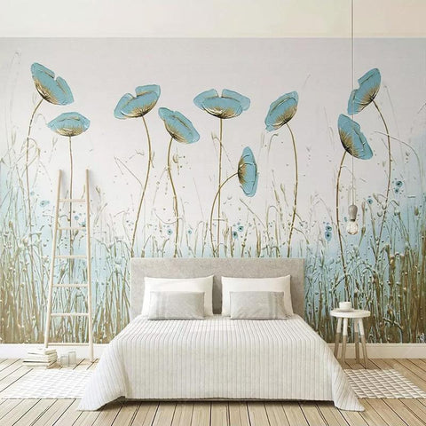 Image of Modern Simple Flowers Wallpaper Mural, Custom Sizes Available Maughon's 