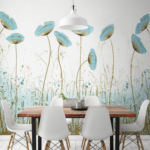 Swaying Blue Anemones Wallpaper Mural, Custom Sizes Available