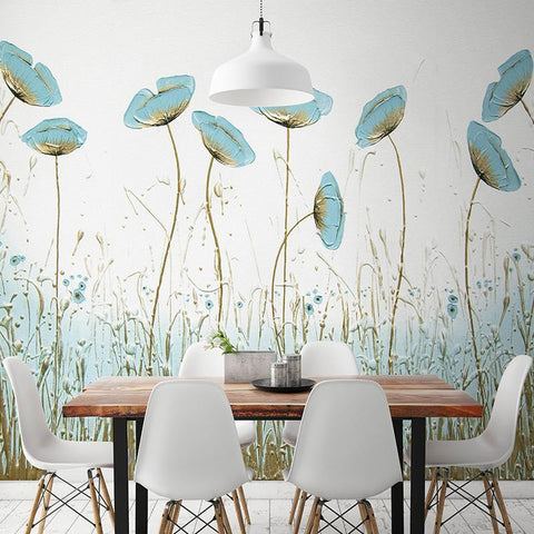 Image of Modern Simple Flowers Wallpaper Mural, Custom Sizes Available Maughon's 