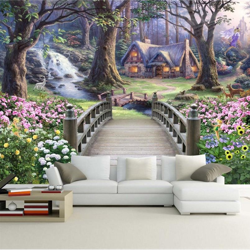 Modern Wallpaper European Fantasy World Forest Garden Custom Photo Wall Paper Murals Kids Room Background Mural Wall Paper Wall Murals Maughon's 