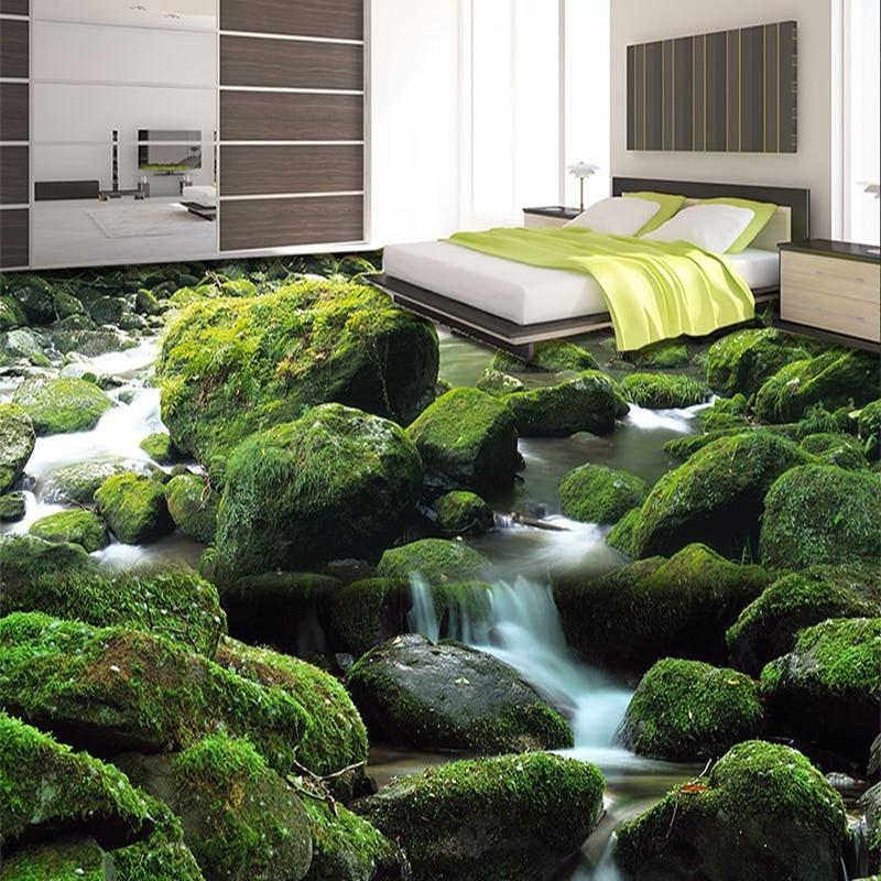 Mossy Rocks and Stream Self Adhesive Floor Mural, Custom Sizes Available Household-Wallpaper-Floor Maughon's 