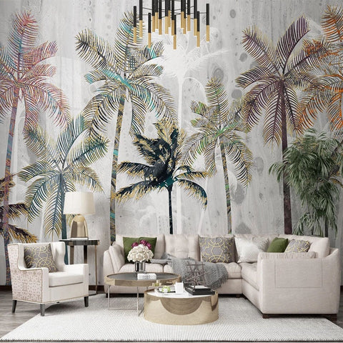 Multicolor Palm Trees Wallpaper Mural, Custom Sizes Available Wall Murals Maughon's 