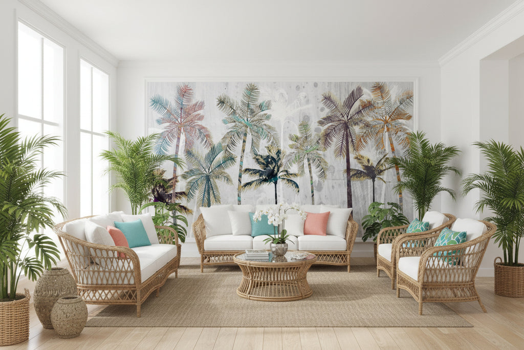 Multicolor Palm Trees Wallpaper Mural, Custom Sizes Available Wall Murals Maughon's 