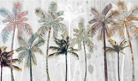 Image of Multicolor Palm Trees Wallpaper Mural, Custom Sizes Available Wall Murals Maughon's 
