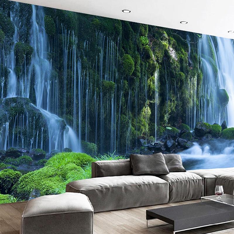 Multiple Waterfalls And Mossy Rock Wallpaper Mural, Custom Sizes Available Maughon's 