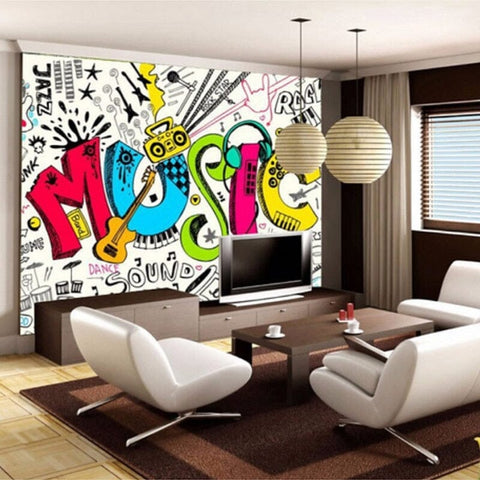 Image of Music Graffiti Wallpaper Mural, Custom Sizes Available Wall Murals Maughon's 