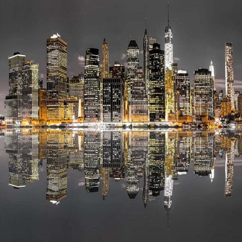 Image of New York at Night Wallpaper Mural, Custom Sizes Available Wall Murals Maughon's 