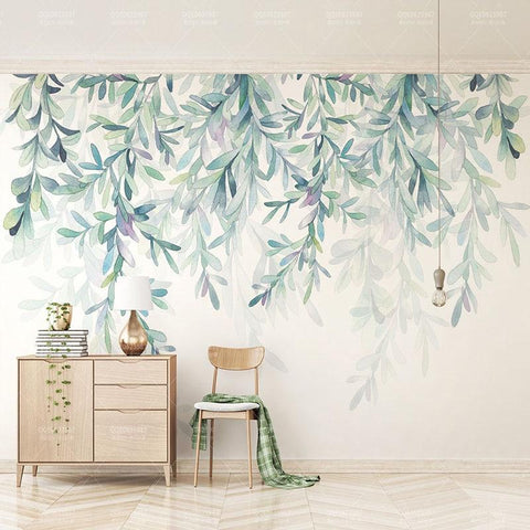 Image of Nordic Style Vine Garland Wallpaper Mural, Custom Sizes Available Household-Wallpaper Maughon's 