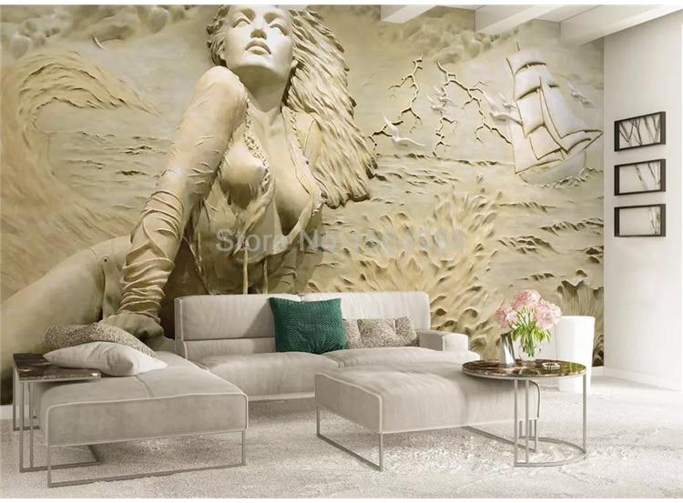 Nude Lady On A Beach With Sailing Ship Wallpaper Mural, Custom Sizes Available Maughon's 