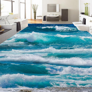Ocean Waves Self Adhesive Floor Mural, Custom Sizes Available