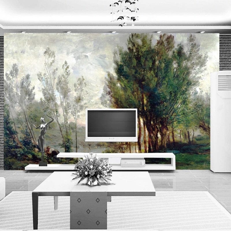 Oil Painting Pastoral Landscape Wallpaper Mural, Custom Sizes Available Wall Murals Maughon's 
