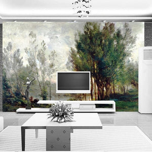 Oil Painting Pastoral Landscape Wallpaper Mural, Custom Sizes Available