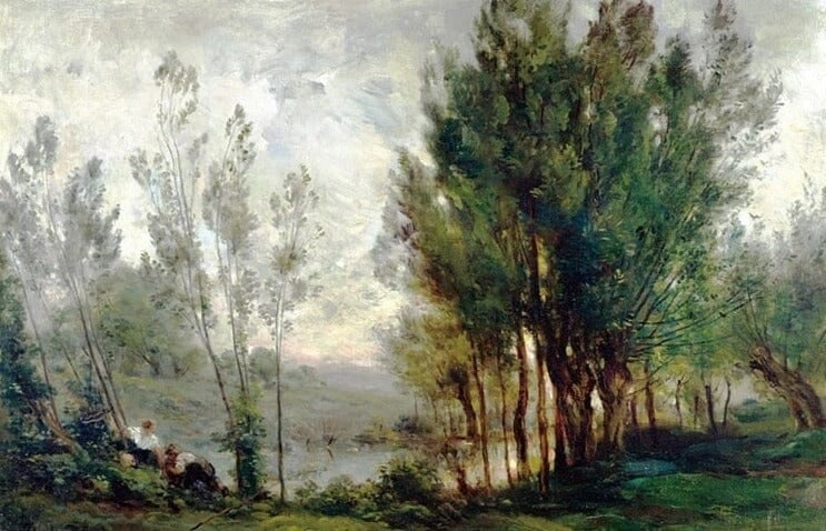 Mural pastoral del papel pintado del paisaje de la pintura al óleo, tamaños de encargo disponibles