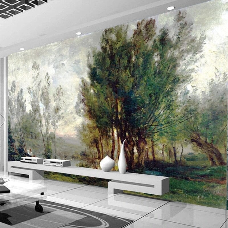 Oil Painting Pastoral Landscape Wallpaper Mural, Custom Sizes Available Wall Murals Maughon's 
