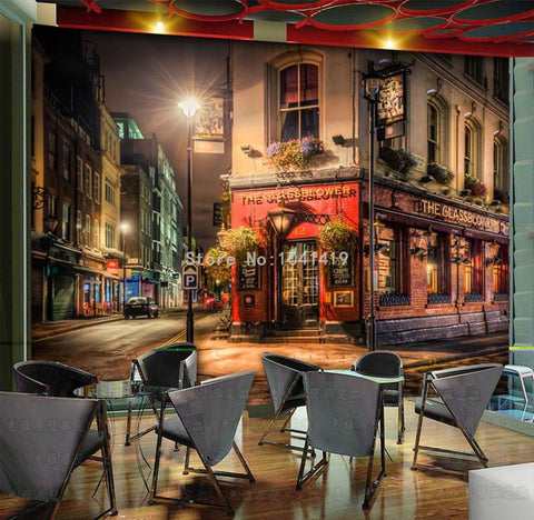Image of Old Town Night View Wallpaper Mural, Custom Sizes Available Wall Murals Maughon's 