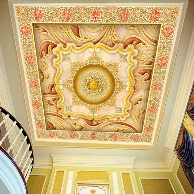 Ornate Ceiling Medallion Mural, Custom Sizes Available Ceiling Murals Maughon's Waterproof Canvas 