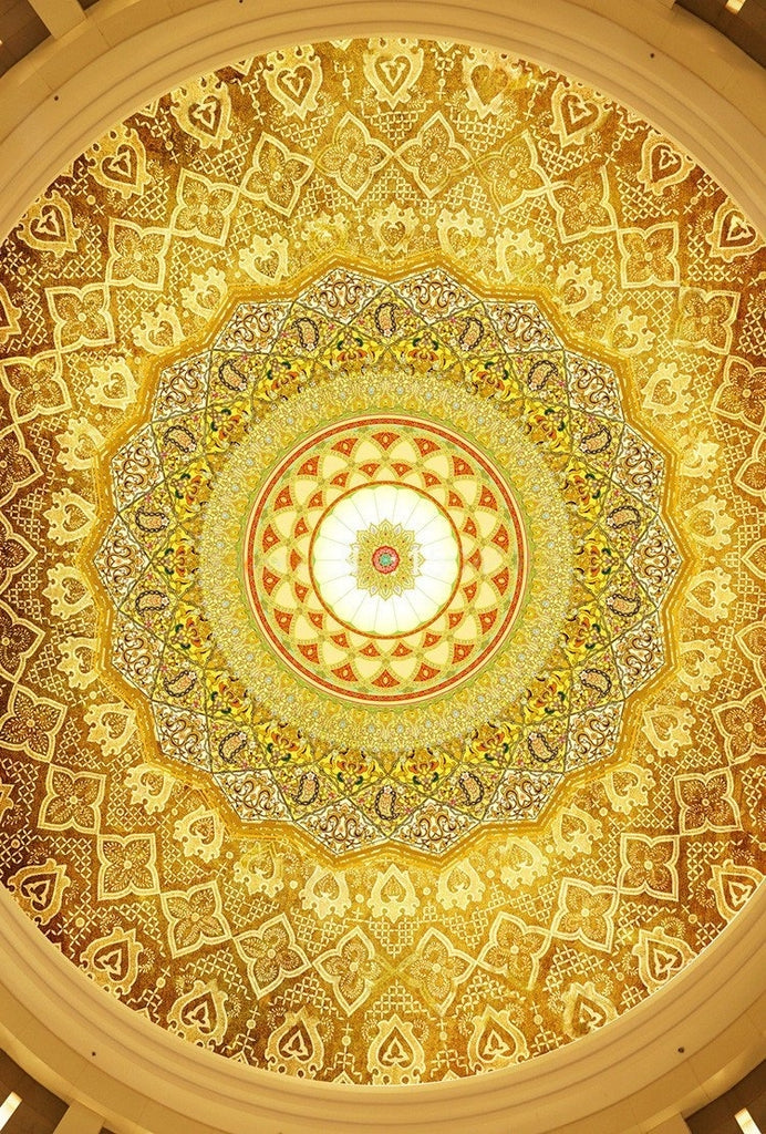 Ornate Gold Circular Ceiling Mural, Custom Sizes Available