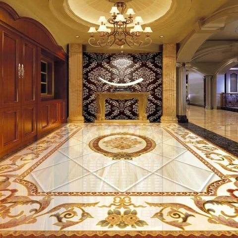 Image of Palatial White and Gold Floor Mural, Custom Sizes Available Maughon's 