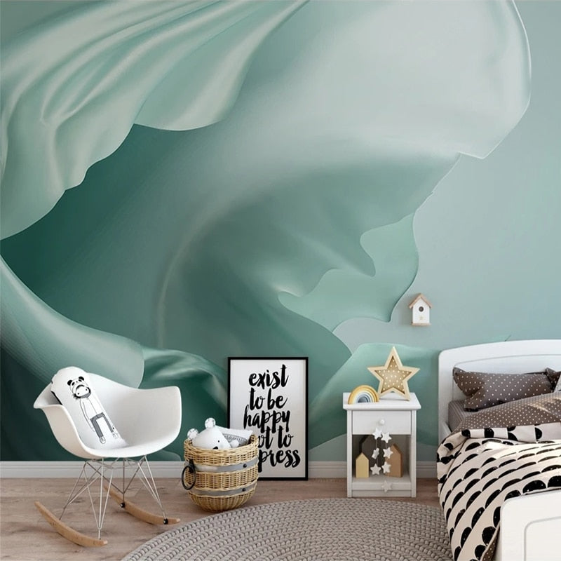 Pale Blue Silk Fabric Wallpaper Mural, Custom Sizes Available Wall Murals Maughon's 