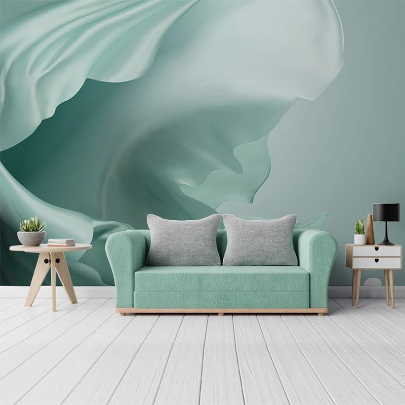 Pale Blue Silk Fabric Wallpaper Mural, Custom Sizes Available Wall Murals Maughon's 