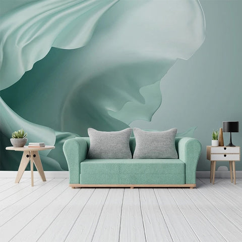 Image of Pale Blue Silk Fabric Wallpaper Mural, Custom Sizes Available Wall Murals Maughon's 