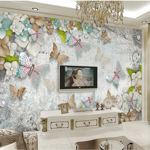 Image of Pastel Butterflies Wallpaper Mural, Custom Sizes Available Wall Murals Maughon's 