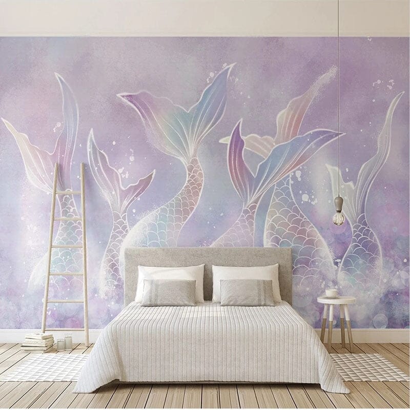 Pastel Fish Tails Wallpaper Mural, Custom Sizes Available Wall Murals Maughon's Waterproof Canvas 