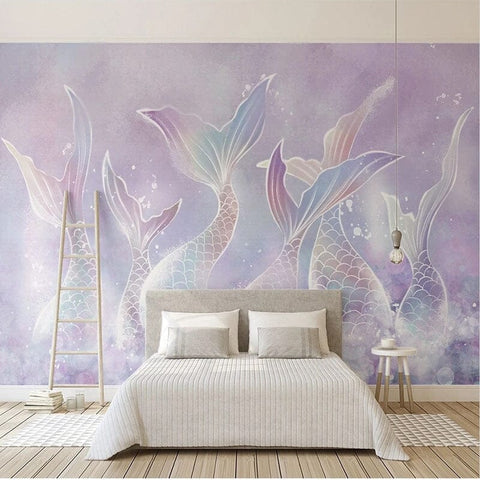 Image of Pastel Fish Tails Wallpaper Mural, Custom Sizes Available Wall Murals Maughon's Waterproof Canvas 