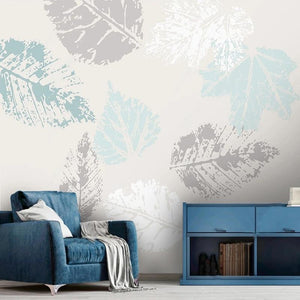 Pastel Leaf Impressions Wallpaper Mural, Custom Sizes Available