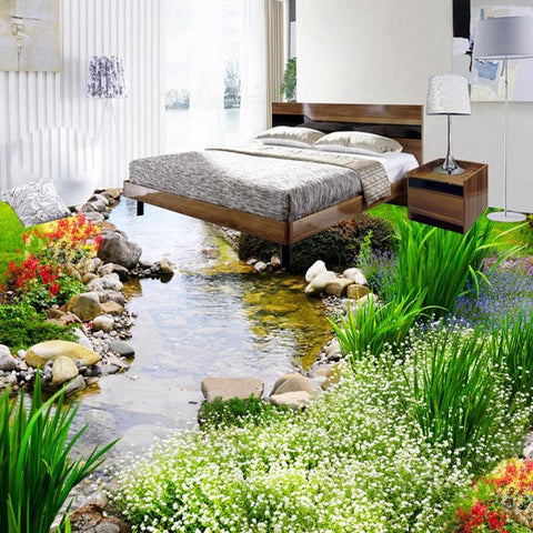 Image of Peaceful Garden Stream Self Adhesive Floor Mural, Custom Sizes Available Household-Wallpaper-Floor Maughon's 
