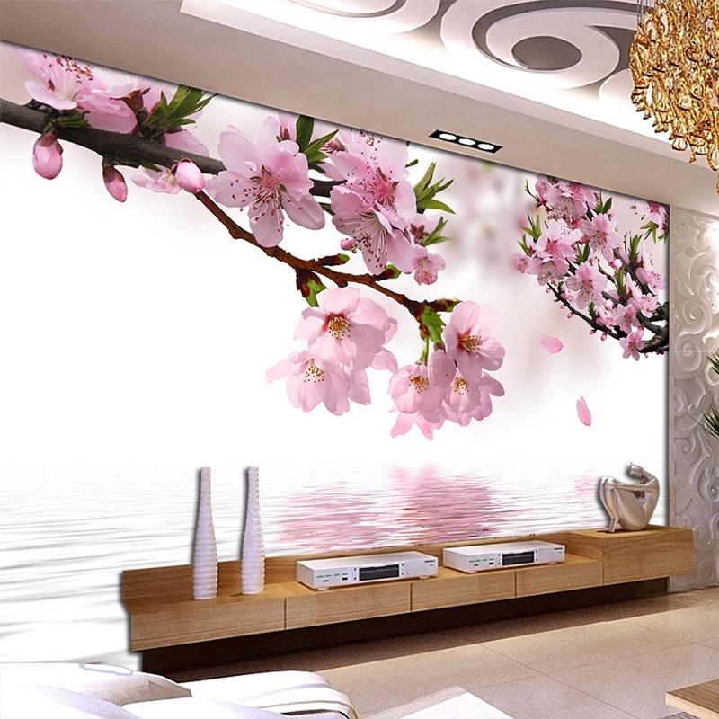 Peach Blossom And Reflection Wallpaper Mural, Custom Sizes Available Household-Wallpaper Maughon's 