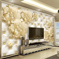 Pearls and Flowers Tufted Wallpaper Mural, Custom Sizes Available Household-Wallpaper Maughon's 