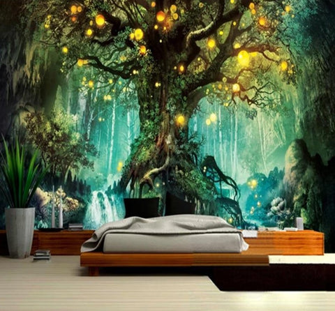 Image of Photo Wallpaper 3D Romantic Fantasy Forest Tree Hand Painted Murals Living Room TV Sofa Kids Bedroom Background Wall Paper Walls Wall Murals Maughon's 