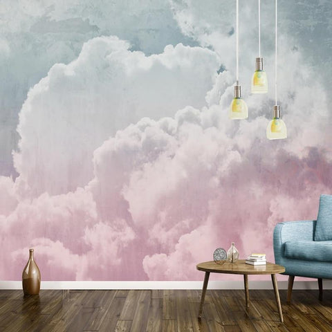 Image of Photo Wallpaper Nordic Retro Gray Pink Cloud Mural Wall Paper Living Room Bedroom Abstract Art Wall Painting Papel De Parede 3 D Wall Murals Maughon's 