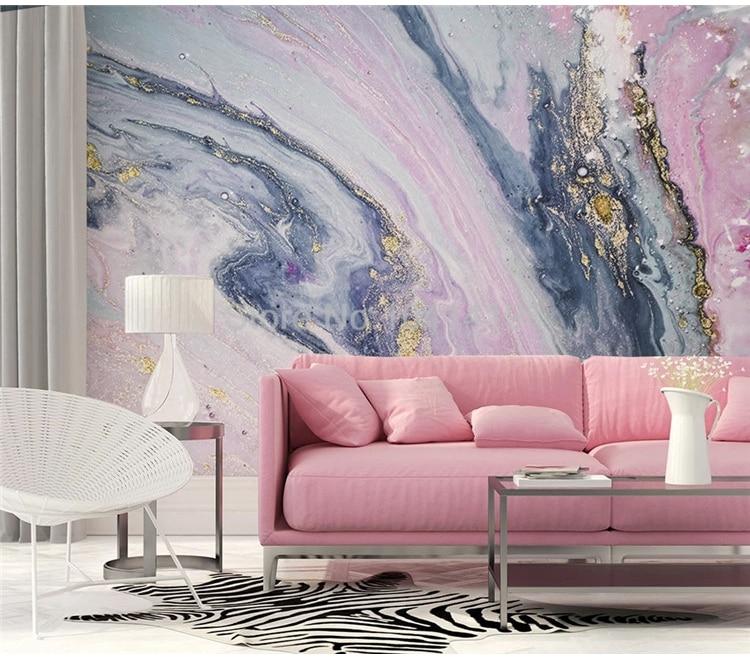 Pink, Gold and Blue Marble Wallpaper Mural, Custom Sizes Available Wall Murals Maughon's 
