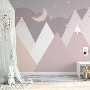 Pink Mountain Peaks Kid's Wallpaper Mural, Custom Sizes Available Maughon's 