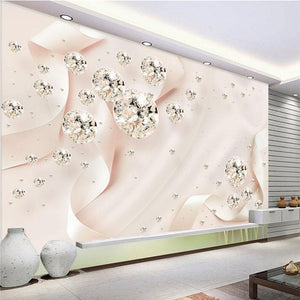Pink Ribbon With Diamonds Wallpaper Mural, Custom Sizes Available