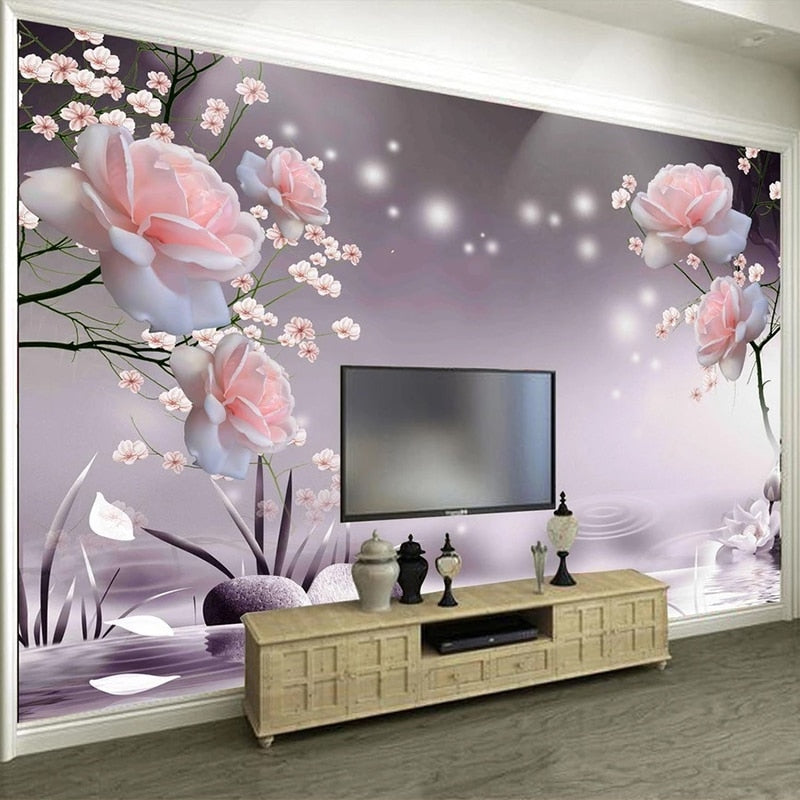 Pink Spray Roses Wallpaper Mural, Custom Sizes Available Maughon's 