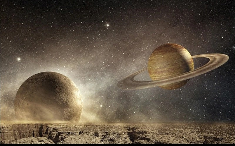 Planets in Space Fantasy Wallpaper Mural, Custom Sizes Available Wall Murals Maughon's 