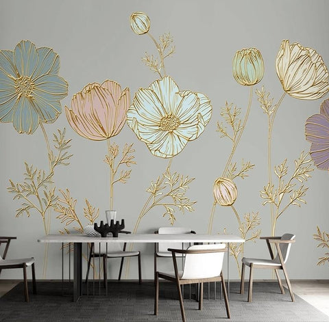 Image of Poppy Flower Wallpaper Mural, Custom Sizes Available Household-Wallpaper Maughon's 