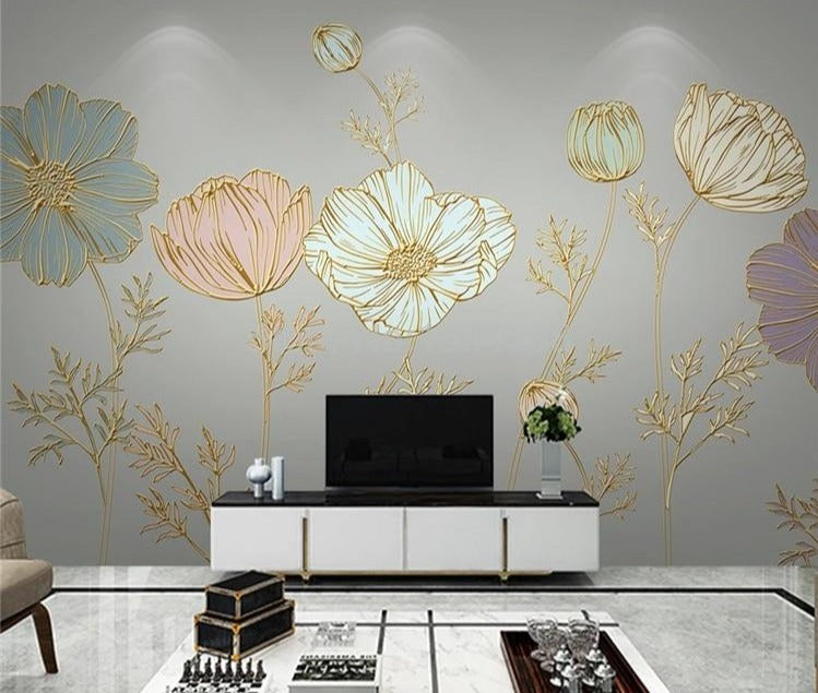 Poppy Flower Wallpaper Mural, Custom Sizes Available Household-Wallpaper Maughon's 