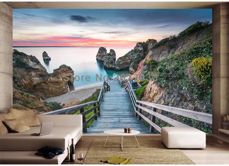 Portuguese Coast Seascape Wallpaper Mural, Custom Sizes Available Maughon's 